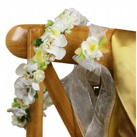   Komunijni venček in zapestnica belo-zelena 100 % ročno izdelana