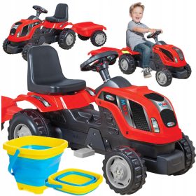 Doris Rdeči otroški traktor s prikolico in pedali