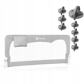   Zaščitna ograja za posteljo Lionelo Hanna 66 x 150 cm siva + kontaktna zaščita vtičnice SIVA 8x Lionelo