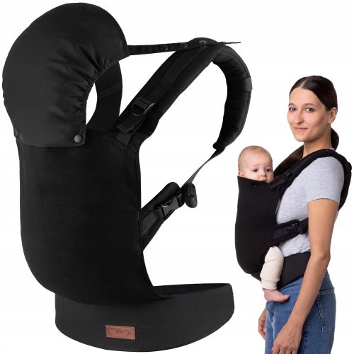 Nosilka za otroke MoMi COLLET Black - Ergonomska in hiperalergenska otroška nosilka 2v1 za udobno in varno nošenje otroka. MoMi COLLET nosilko odlikuje 2 načina nošenja, odstranljiva kapuca in 6-točko