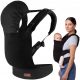 Nosilka za otroke MoMi COLLET Black - Ergonomska in hiperalergenska otroška nosilka 2v1 za udobno in varno nošenje otroka. MoMi COLLET nosilko odlikuje 2 načina nošenja, odstranljiva kapuca in 6-točko