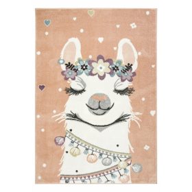   Dekorativna preproga za deklice Lima C882A roza/krem lama puder srčki 140x190 cm