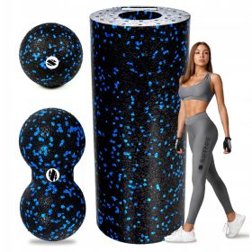   Safirni valjček za masažo s podvojenimi kroglicami in masažno žogico