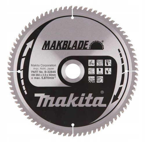  MAKITA B-32845 REZALNA DISK ZA LES 260x30 80z