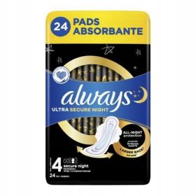   Always Ultra Secure Night (velikost 4) Higienski vložki s krilci, 24 kosov