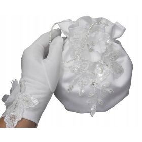   Obhajilni komplet: torba in rokavice za obhajilo okrašene s 3D aplikacijo