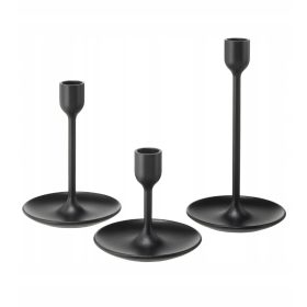   Ikea eleganten kovinski komplet svečnikov Fulltalig, črna, 3 kos