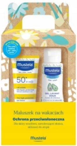 Mustela Počitniški Set za Dojenčke: Zaščitno Mleko SPF50+ in Nežni Gel za Umivanje