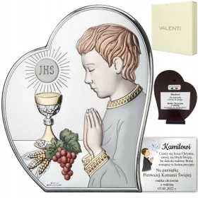    Obhajilo Darilo Slika Srebrni deček GOSTITELJ Obhajilo Spominek + BESEDILO