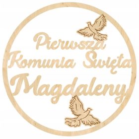   Dekorativni leseni prstan za prvo sveto obhajilo z imenom, eleganten krog iz vezane plošče, 40 cm