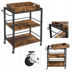 Kuhinjski voziček Vasagle LRC72X 65 x 40 x 86 cm črno-rjav