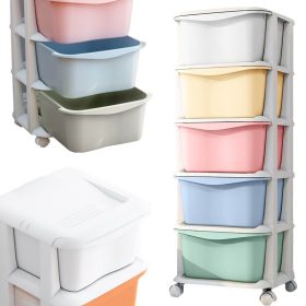   PLASTIČNI REGAL ZA IGRAČE S 5 PISARNIŠKIMI PREDALI NA KOLESIH