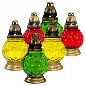   6 KOSOV STEKLENIH PARAFINSKIH SVEČ - SET SREBRNEGA STEKLENEGA PLAMENA 21CM