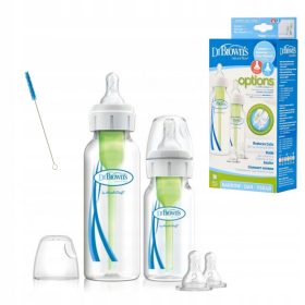   DR.BROWN'S ZESTAW ZAČETNIK STEKLENIČKA 120ML + 250ML + CUCHE 1. IN 2. STOPNJA