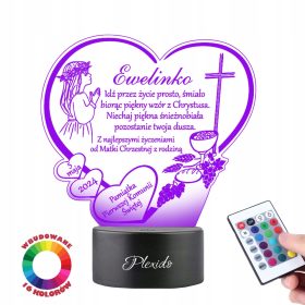   Slovenian name: Spominek na prvo sveto obhajilo za deklico, LED nočna lučka

SEO-optimized description: 
Spominek na prvo sveto obhajilo za deklico, LED nočna lučka, ki je popolno darilo za posebne pr