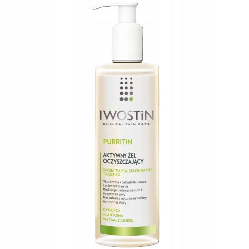 Iwostin Purritin, Aktiven Čistilni Gel za Mastno in Aknasto Kožo, 300 ml