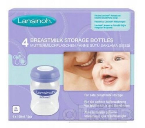 Lansinoh Stekleničke za shranjevanje materinega mleka, 4 kosi