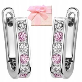 Srebrni uhani za deklice z roza cirkoni Alola