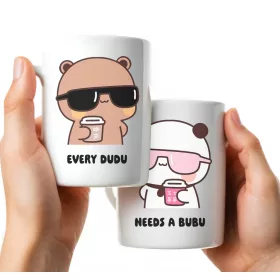   Set keramičnih skodelic "Romantični objem" 330 ml DARILO ZA LJUBLJENE MEDVEDKE BUBU DUDU