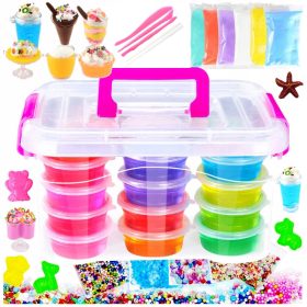   120v1 Set za ustvarjanje slime, barvna pasta, organizator z bleščicami