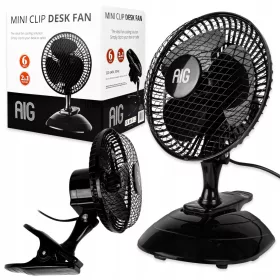   Optimized name: AIG Močan Namizni Ventilator 2v1 s Sponko, Črna

Optimized description: 
Pripravite se na poletje z močnim namiznim ventilatorjem AIG 2v1. S tem birokratskim ventilatorjem boste kos tu