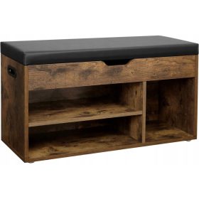   Rustikalna omara za čevlje s sedežem Songmics 80 x 44 x 30 cm v rjavih odtenkih