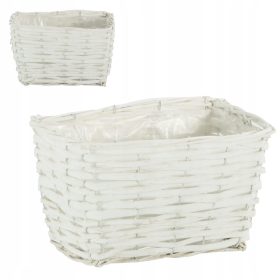 Bela pletena balkonska škatla 26 x 18 cm