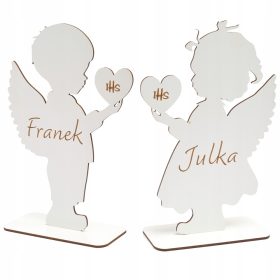   Anđeo s imenom - suvenir za Prvu svetu Pričest - dvostrano bijeli 25cm