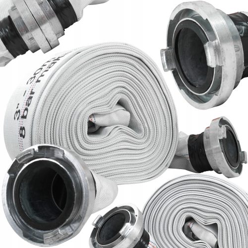 Gasilna cev za umazano vodo za greznice 3" (75 mm) s priključki, dolžina 30m