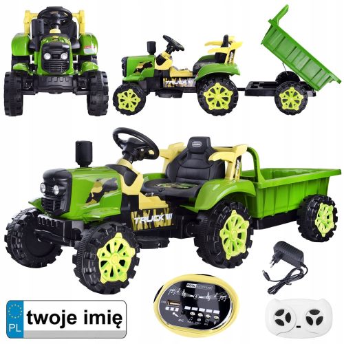 Jokomisiada Traktor Na Akumulator Z Prikolico - Rdeč, Zelen