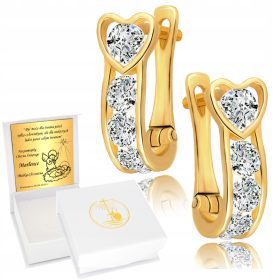   Zlata srčna uhanja 333 z angleškimi klipsi, krstom, obhajilom in graviranjem