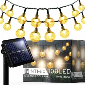   Slovenian Name: SOLARNA GIRLANDA Z 1000 CM DOLŽINE, 100 LED ŽARNICAMI

SEO-Optimized Description:
Girlanda solarna z dolžino 1000 cm je idealna izbira za osvetlitev vašega vrta, balkona ali terase. S 
