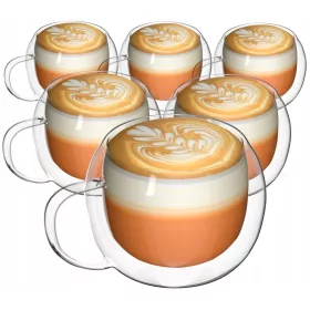   Miowi termo kozarci za kavo Latte z ročajem dvojne stene 6 kosov 250 ml