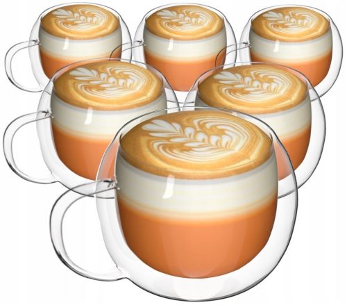 Miowi termo kozarci za kavo Latte z ročajem dvojne stene 6 kosov 250 ml