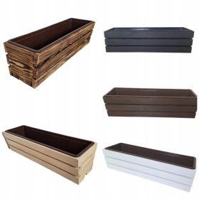   Balkonska lesena škatla za cvetje in zelišča s plastično vložko 60 cm
