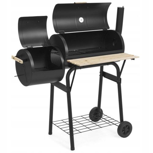 Vrtni žar na oglje s smokerjem 2v1 prenosni BBQ polični termometer črn