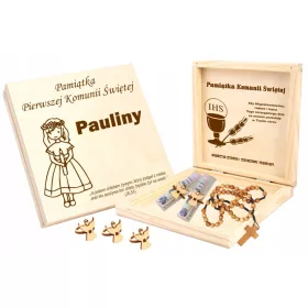    SPOMINKI PRVEGA SVETEGA OBHAJILA, darilo, skrinjica, rožni venec