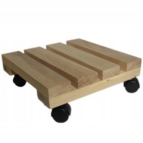   Stojalo za leseni cvetlični lonec na kolesih iz jasena 30 cm