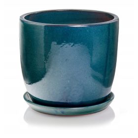 Ceramični lonček za rože s stojalom 23 cm turkizna