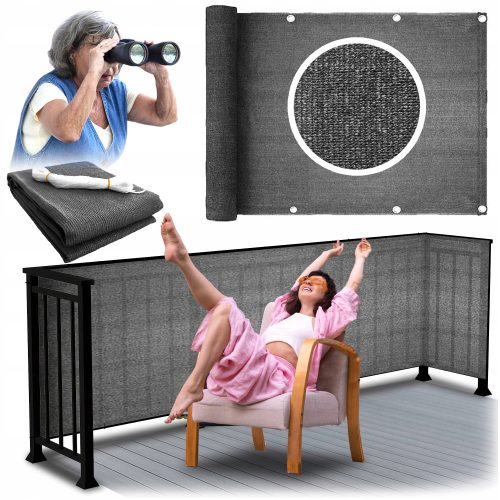 Balkonska zaščita UV 95%, mreža za senčenje, 80 x 300 cm, s poliestrom
