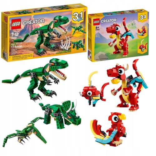 LEGO Stvaritelj 3 v 1 Močni Dinozavri in Rdeči Zmaj