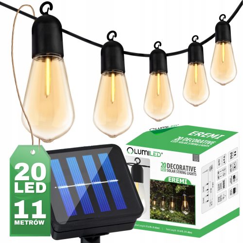 Solarna vrtne girlande EREMI z 20 LED žarnicami, dolžina 11,6 m, USB