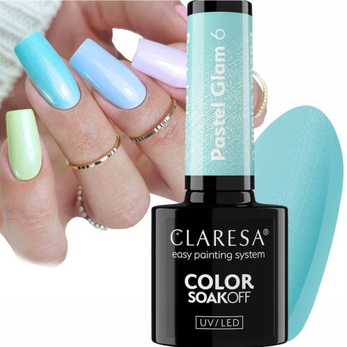 CLARESA PASTEL GLAM 6 HYBRID LAK ZA NOHTE HYBRID PASTEL TURKIZNA Z DELI