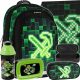 olski nahrbtnik Pixel Green Starpak z več predelki, črn, Odtenki zelene + PLECAK SZKOLNY TORNISTER CHŁOPCA PIKSELE SASZETKA WOREK BIDON ŚNIADANIÓWKA. Zestaw šolskih potrebščin vključuje 5 elementov: S