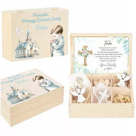    Spominek za prvo sveto obhajilo za fantka Darilna škatla za prvo sveto obhajilo