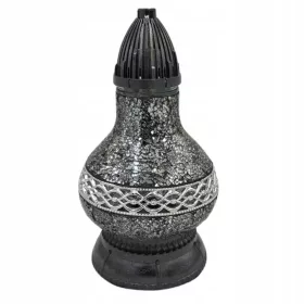  Znicz za grob Premium Karafa Witraž Mini Dekor Srebrna 34 cm