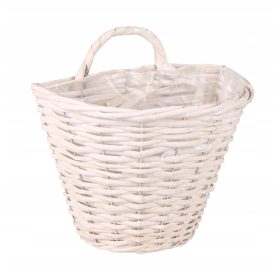   Stojalo za cvetje iz bele pletenine za obešanje na steno 28x20x22/28 cm