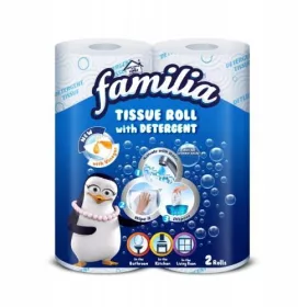FAMILIA Vlažilni kuhinjski papir z detergentom, 2 rolki