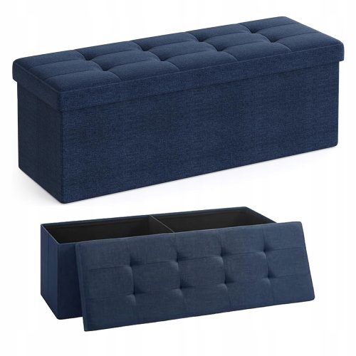 SONGMICS LSF77IN Oblazinjena Skrinja za Shranjevanje 110x38x38 cm Mornarsko Modra