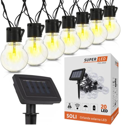 SuperLED Solarna Girlanda 20 LED, črna